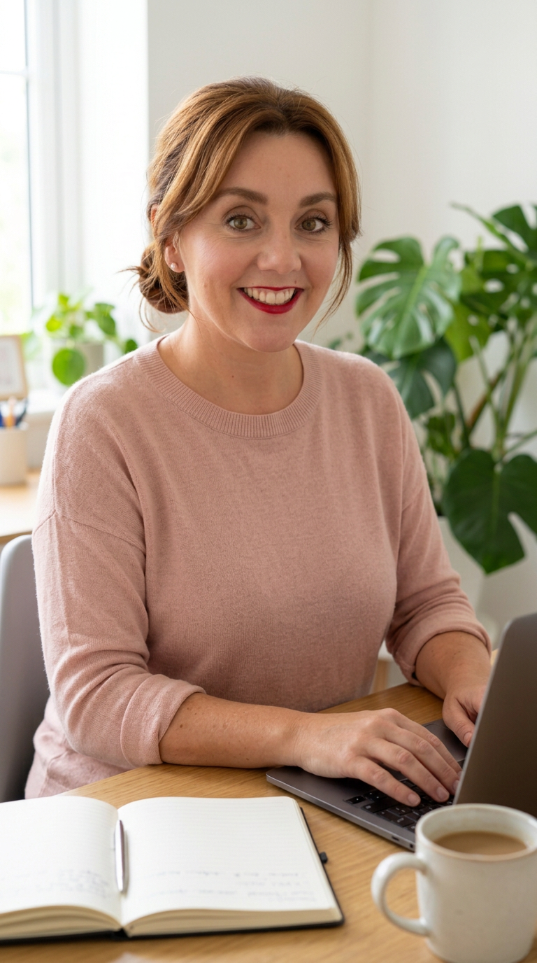 Gemma working at her home office desk